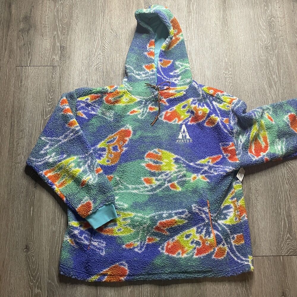 Disney Hoodie Adult XL Blue Green Avatar Pandora Animal Kingdom Fleece NWT